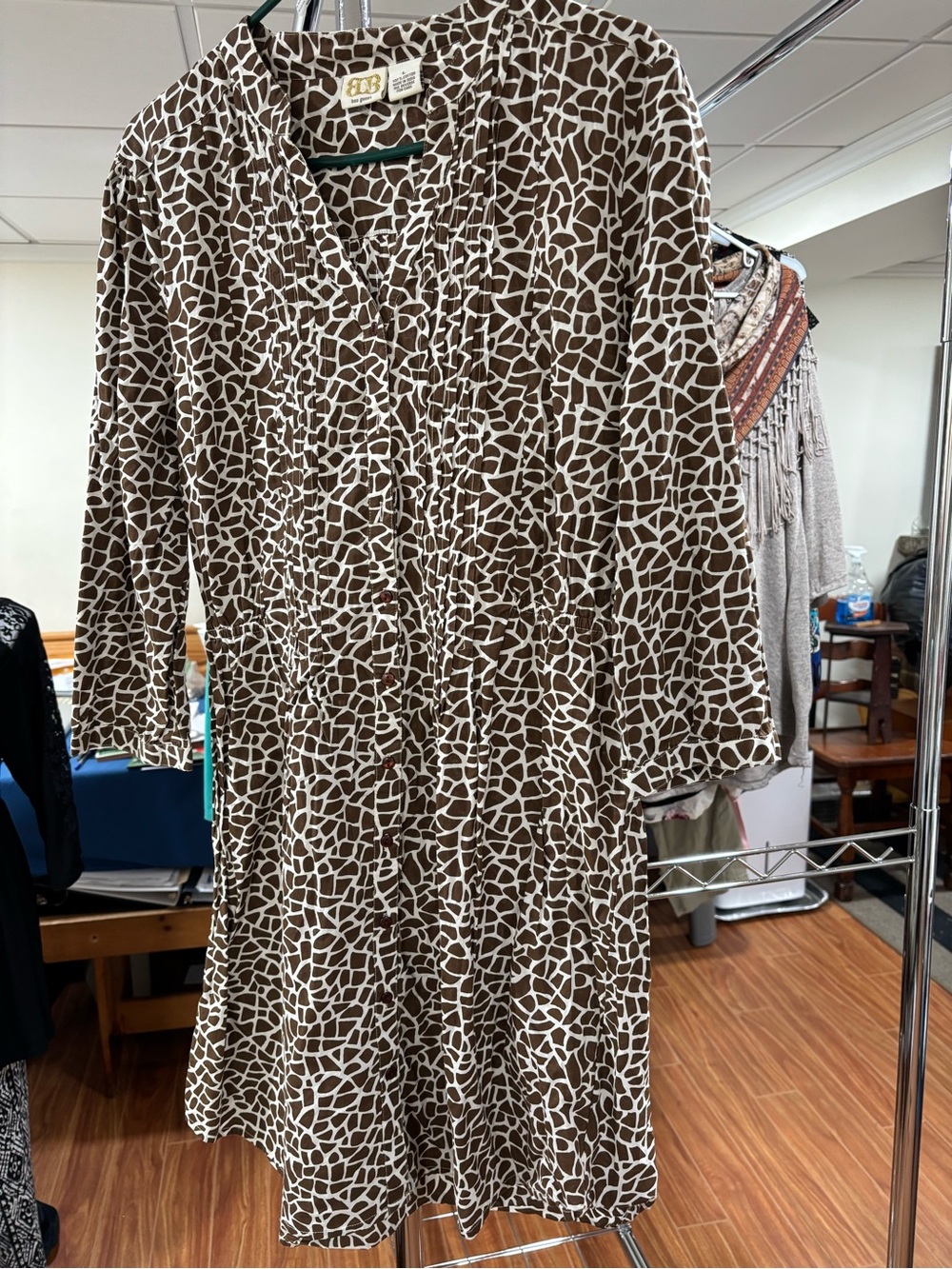 George Brown and White Printed Midi Dress